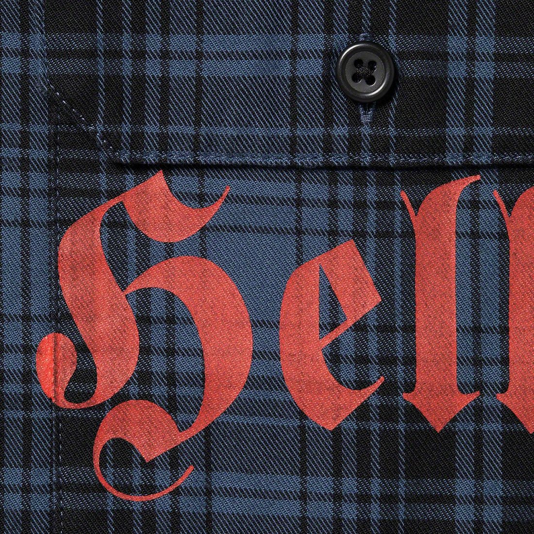 Details on Supreme Bernadette Corporation S S Work Shirt Navy Plaid from spring summer
                                                    2023 (Price is $138)