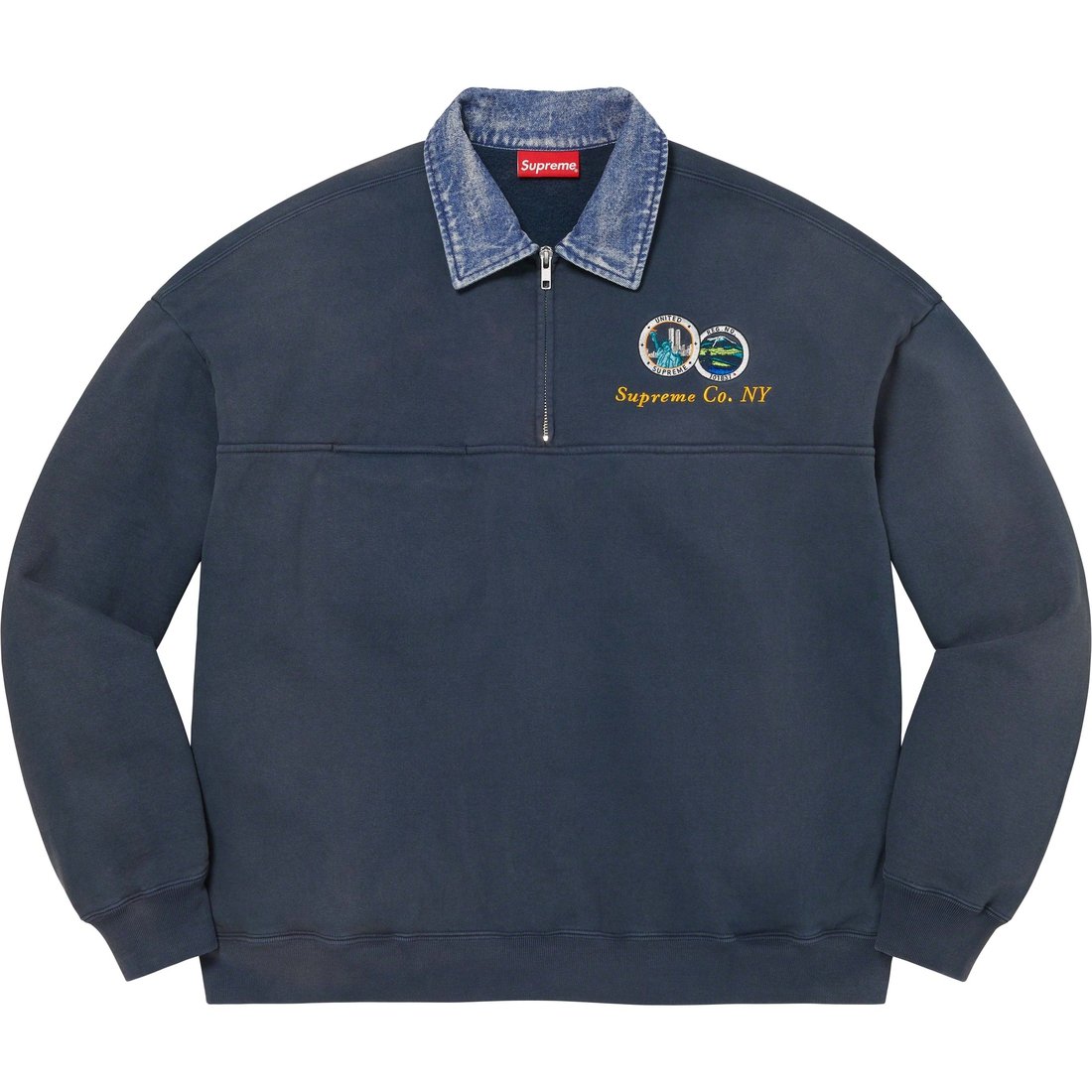 Details on Denim Collar Half Zip Sweatshirt Navy from spring summer
                                                    2023 (Price is $148)