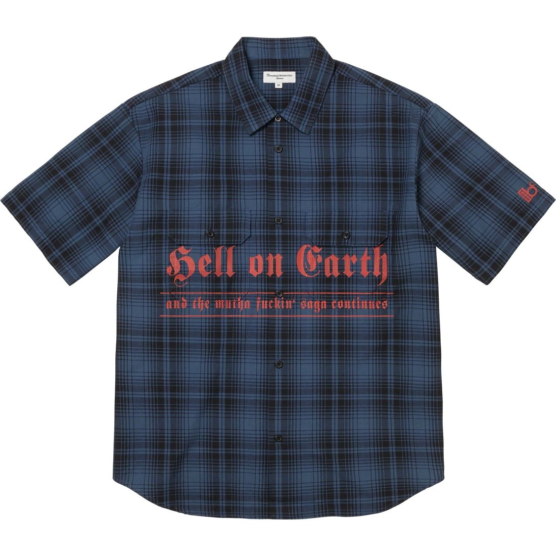 Details on Supreme Bernadette Corporation S S Work Shirt Navy Plaid from spring summer 2023 (Price is $138)