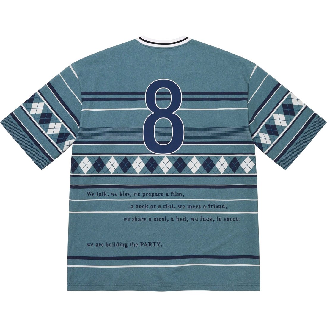 Details on Supreme Bernadette Corporation Pique Soccer Top Blue from spring summer
                                                    2023 (Price is $118)