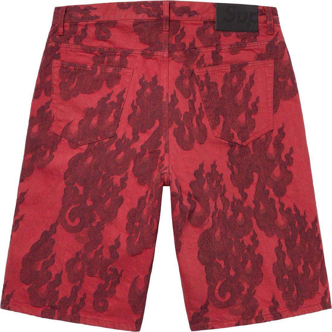Details on Flames Jacquard Baggy Denim Short Washed Red from spring summer
                                                    2023 (Price is $148)