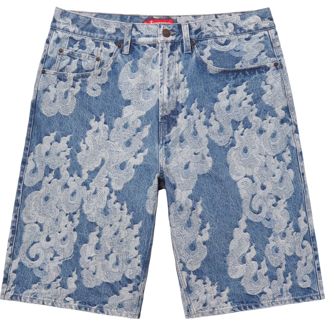 Details on Flames Jacquard Baggy Denim Short Washed Indigo from spring summer
                                                    2023 (Price is $148)