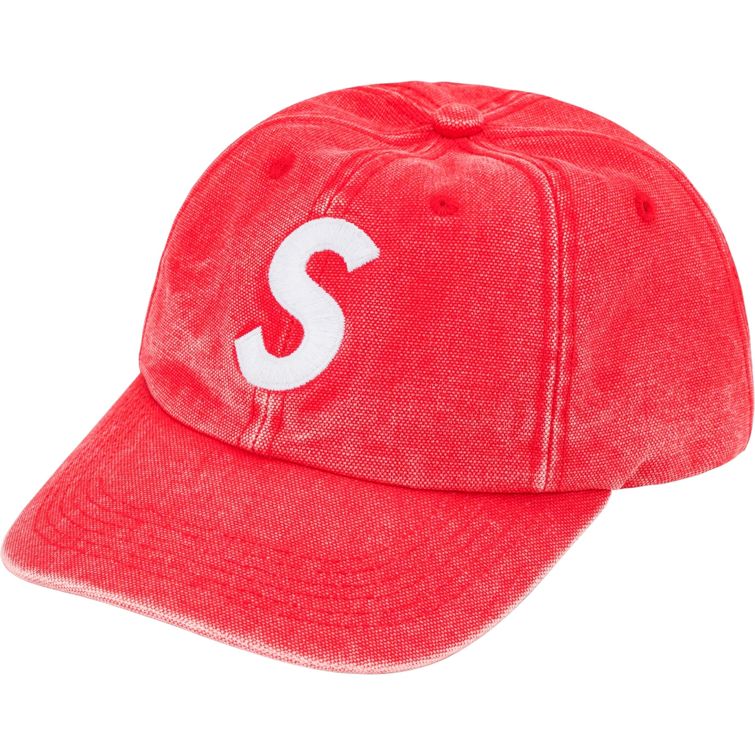 Supreme Pigment Canvas S Logo 6-Panel (SS23) - Red - $48