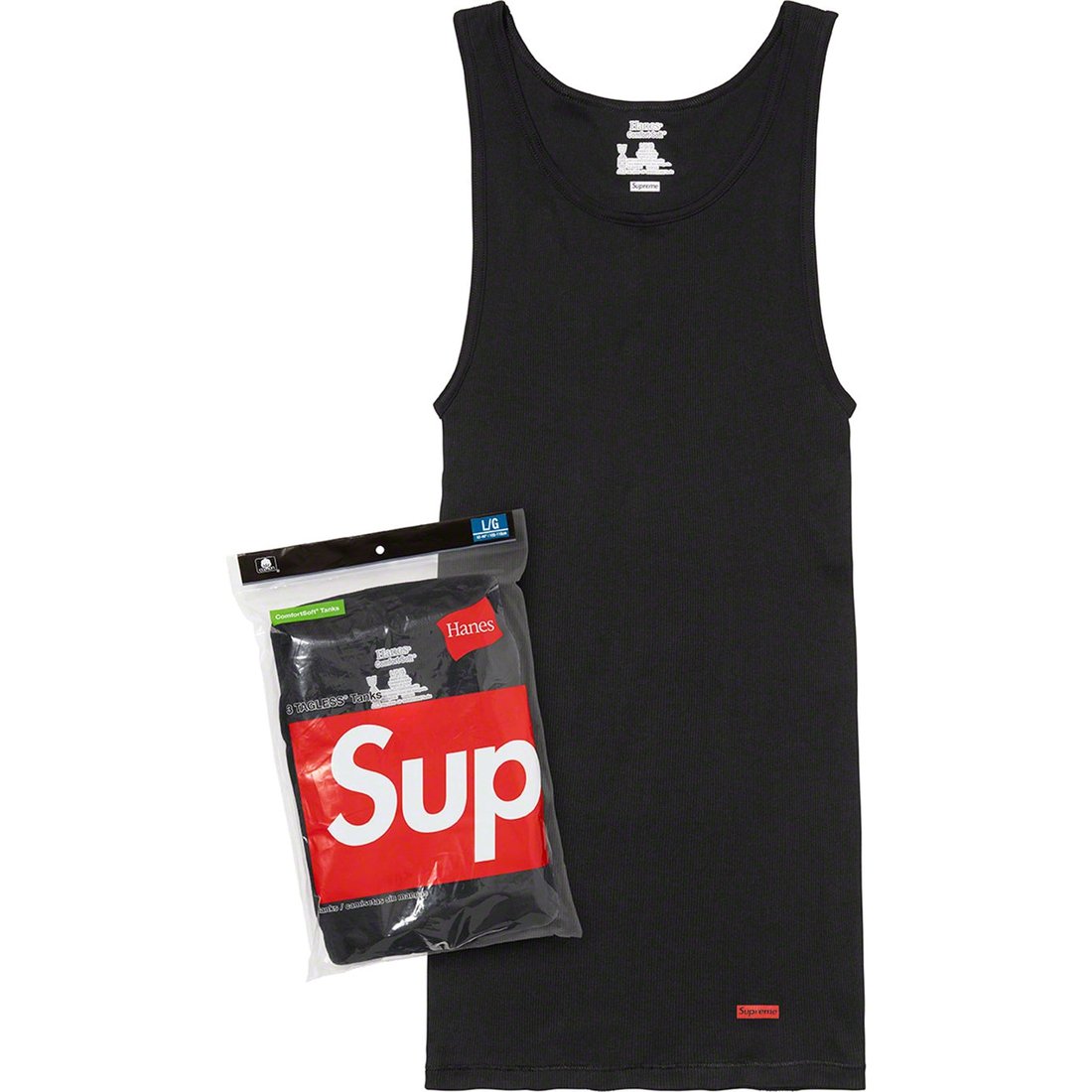 Details on Supreme Hanes Tank Tops (3 Pack) Black from spring summer
                                                    2023 (Price is $28)