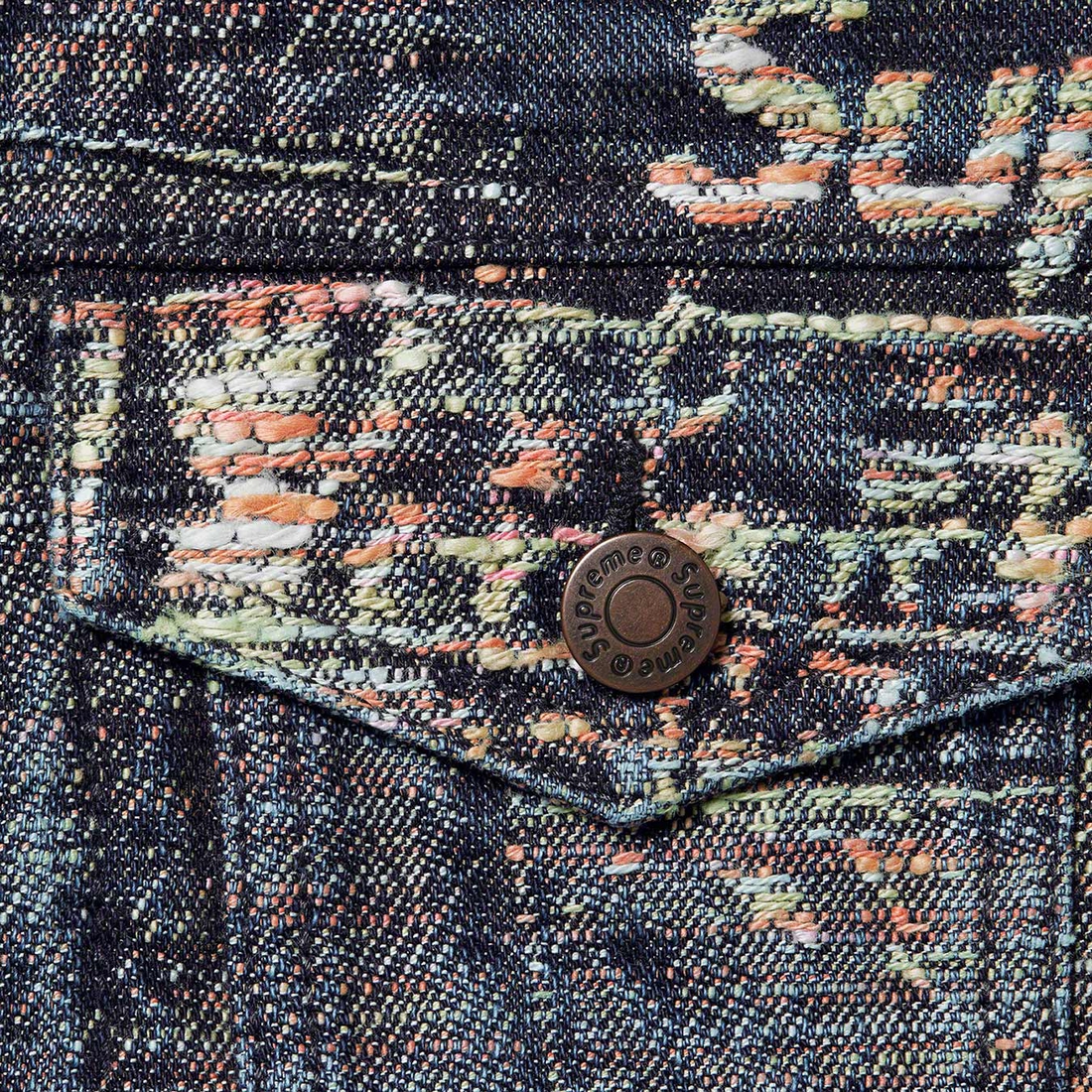 Details on Archive Denim Jacquard Trucker Jacket Blue from spring summer
                                                    2023 (Price is $298)
