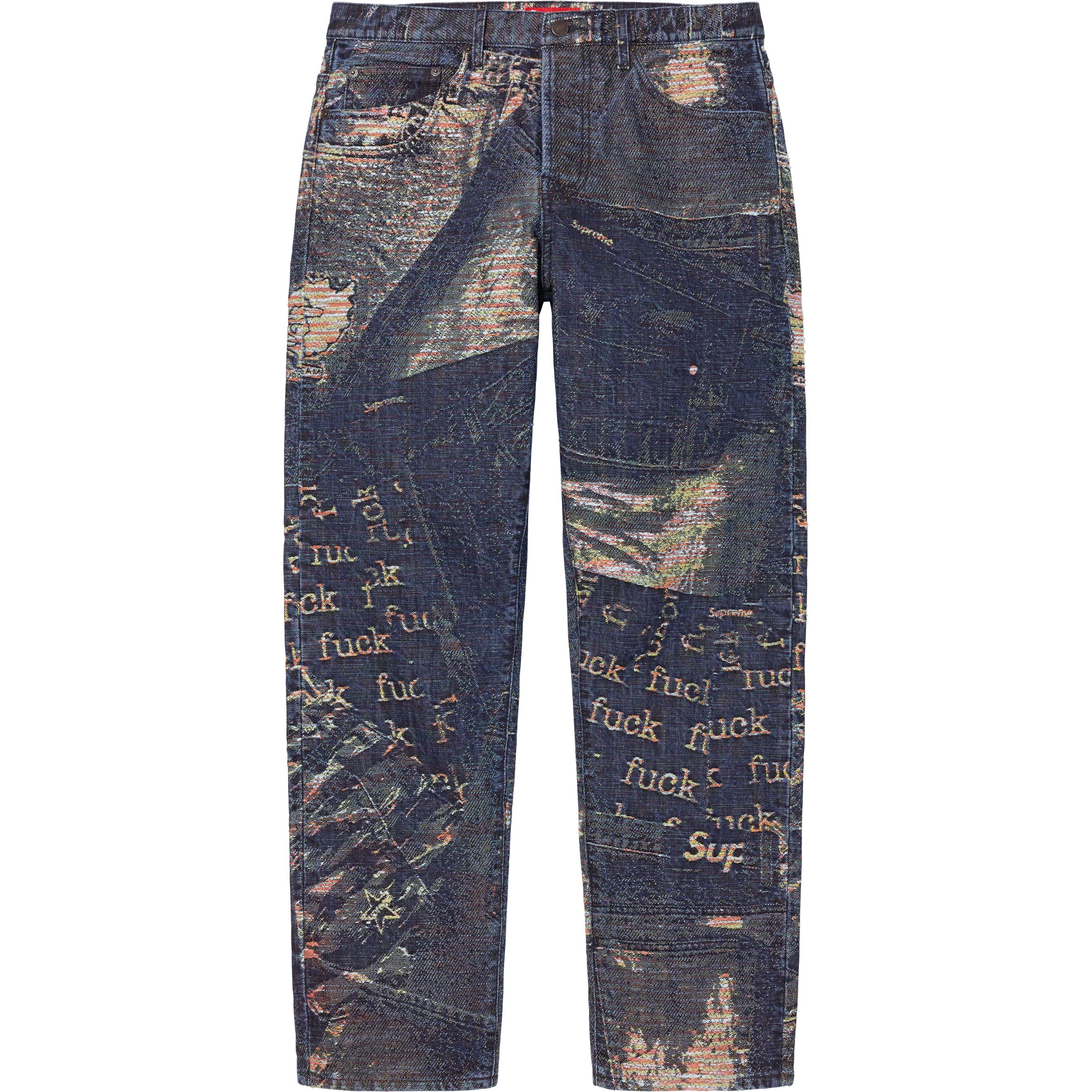 Louis Vuitton X Supreme Jacquard Denim Carpenter Pants Size 31