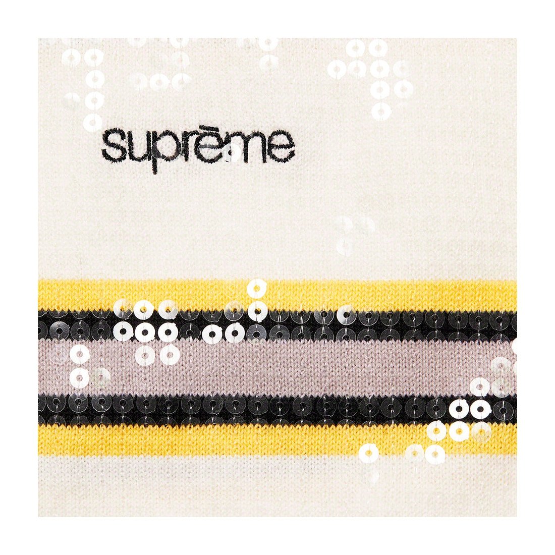 Details on Sequin Stripe Zip Polo White from spring summer
                                                    2023 (Price is $138)