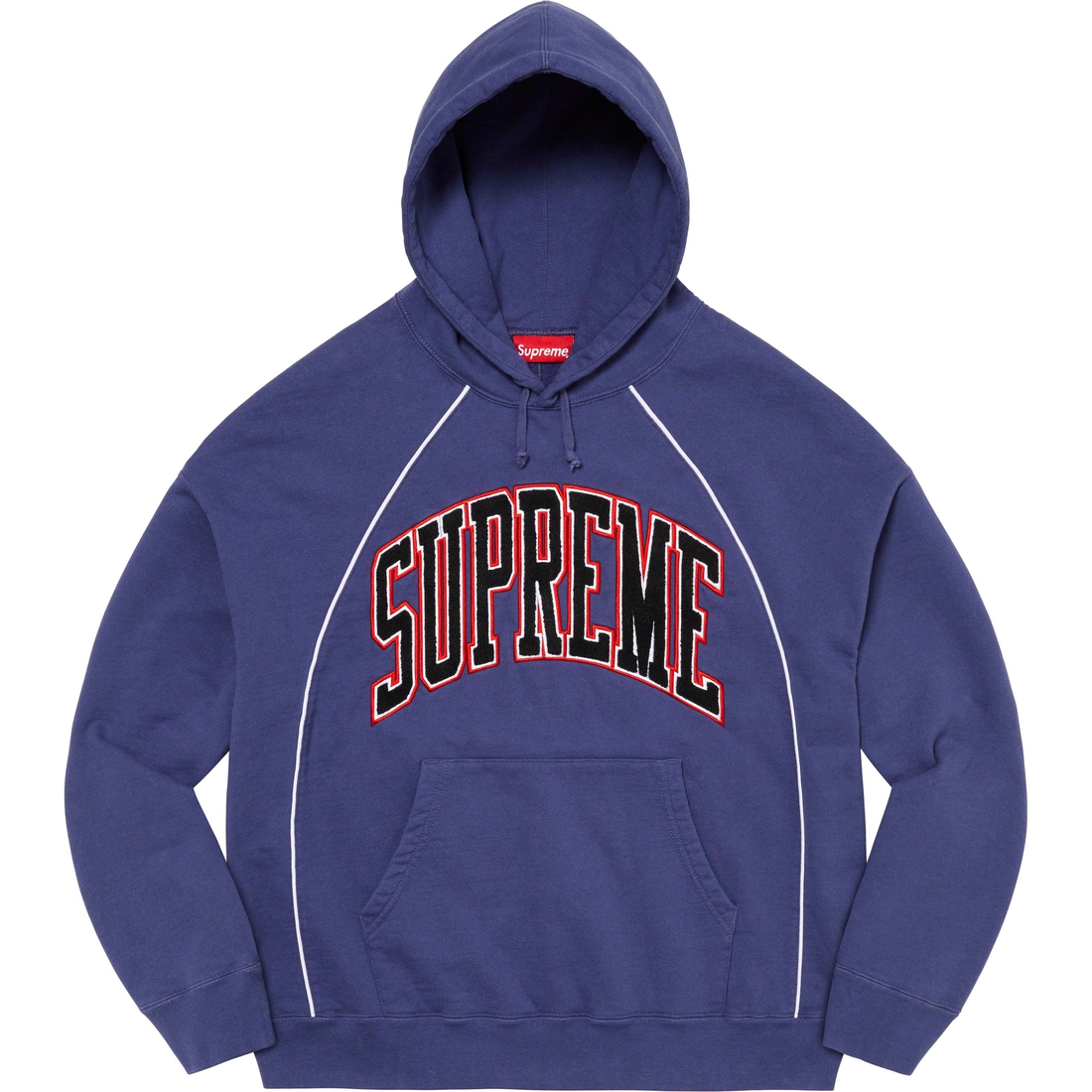Details on Boxy Piping Arc Hooded Sweatshirt Washed Navy from spring summer
                                                    2023 (Price is $168)