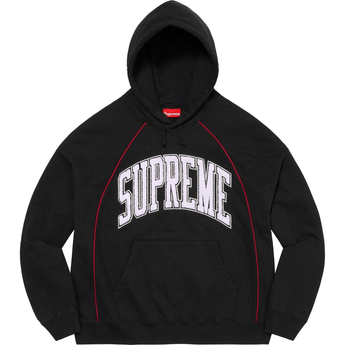 Details on Boxy Piping Arc Hooded Sweatshirt Black from spring summer
                                                    2023 (Price is $168)