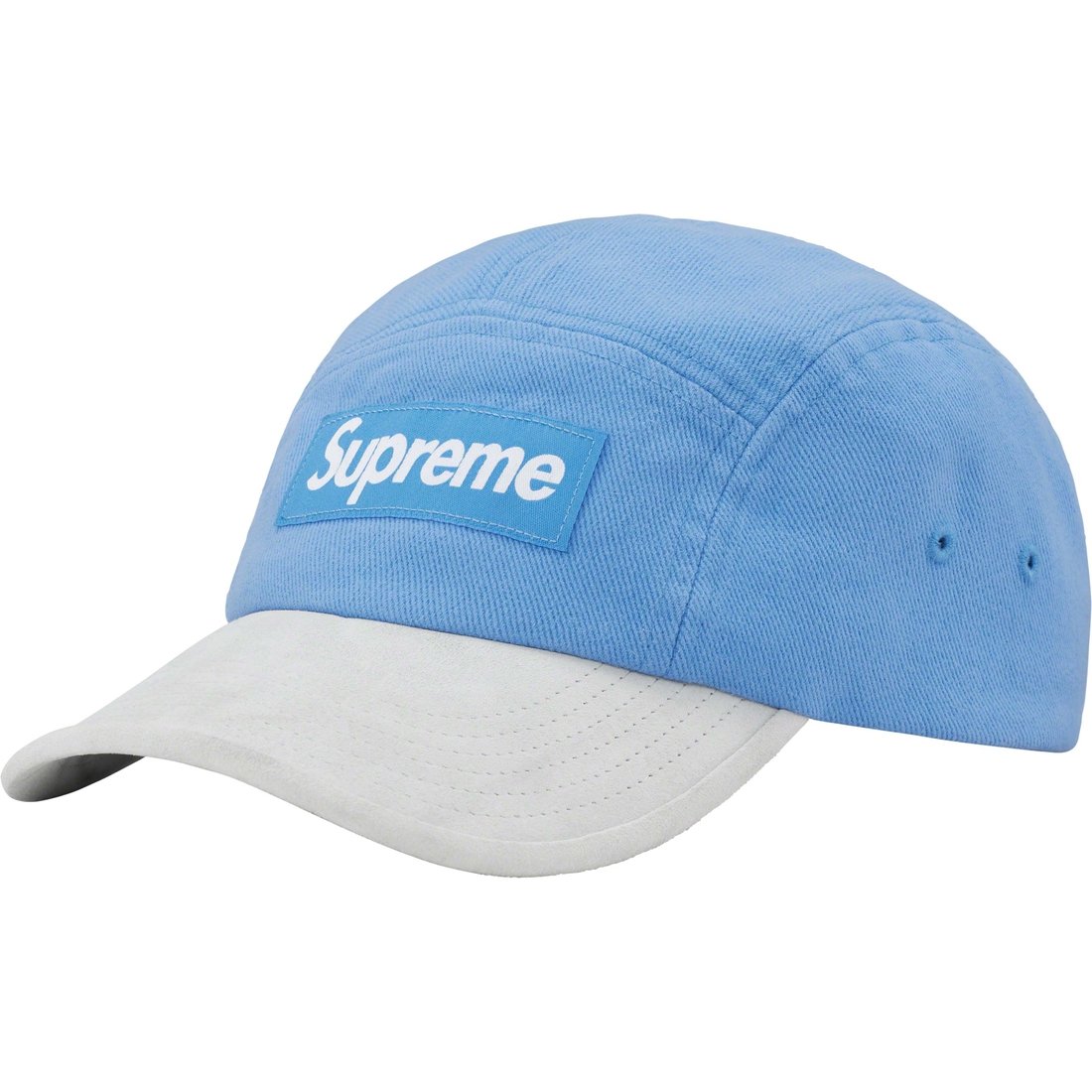 Details on Suede Visor Camp Cap Light Blue from spring summer
                                                    2023 (Price is $58)