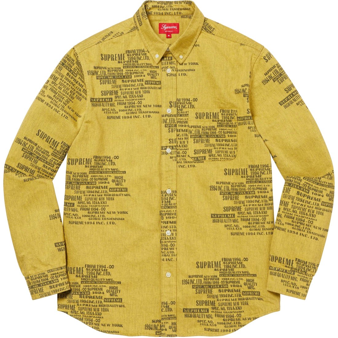 Details on Trademark Jacquard Denim Shirt Washed Yellow from spring summer 2023 (Price is $148)