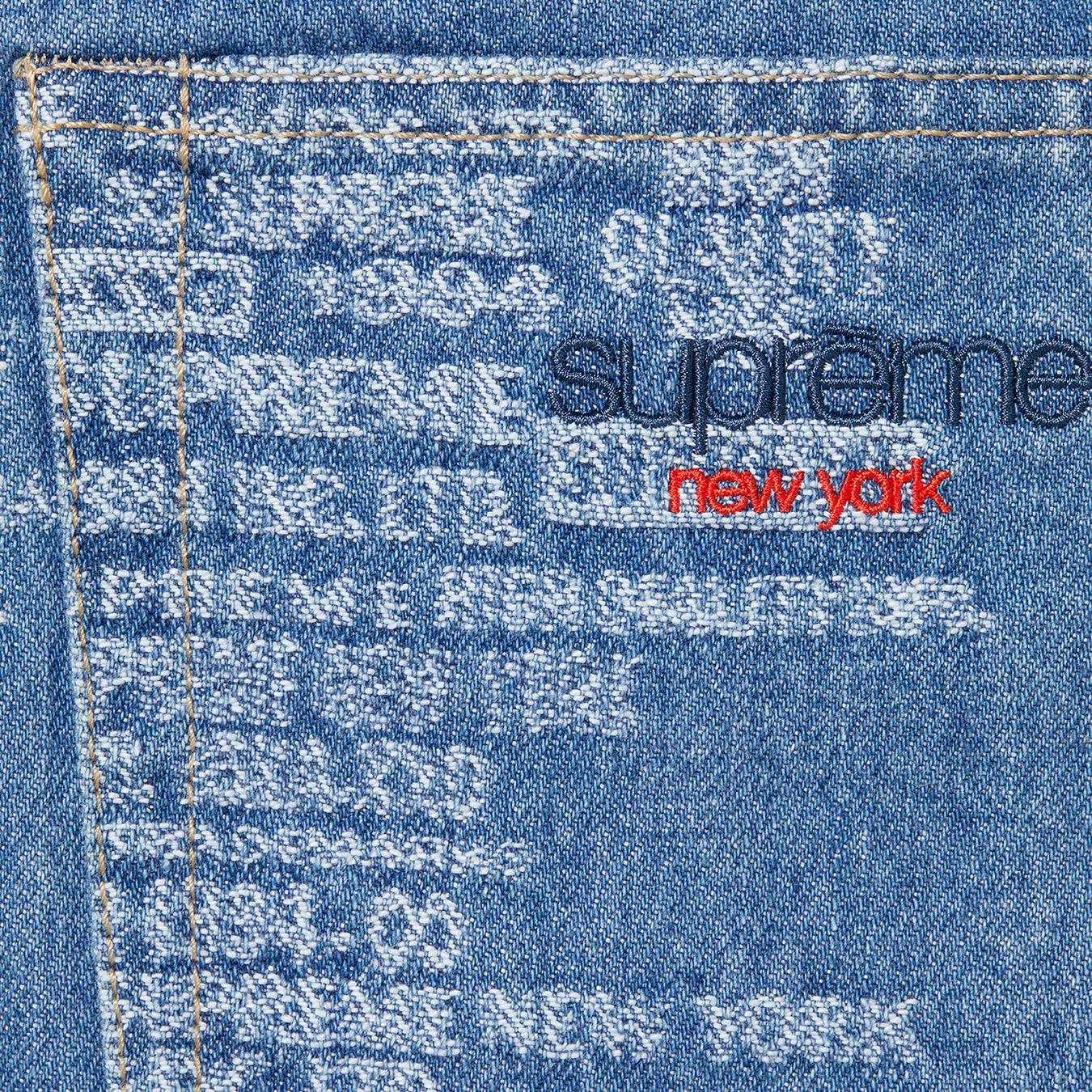 Supreme Trademark Jacquard Denim Shirt Washed Black for Men