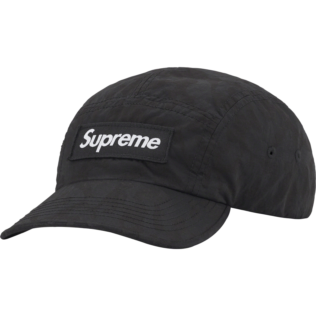 Details on Overdyed Camo Nylon Camp Cap Black from spring summer
                                                    2023 (Price is $54)