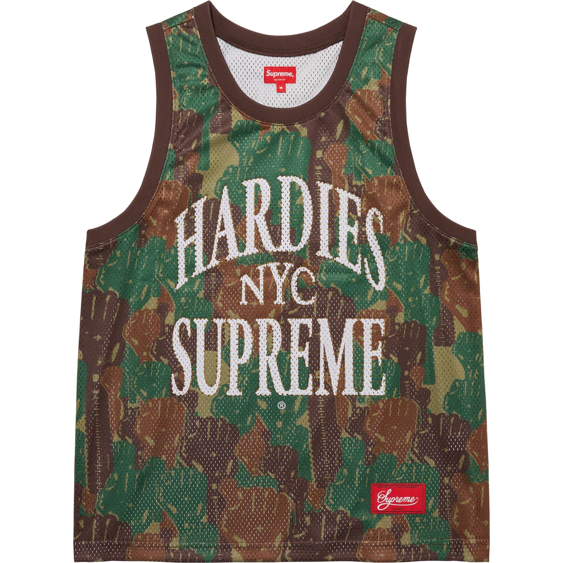 Details on Supreme Hardies Camo Basketball Jersey Green from spring summer
                                                    2023 (Price is $128)