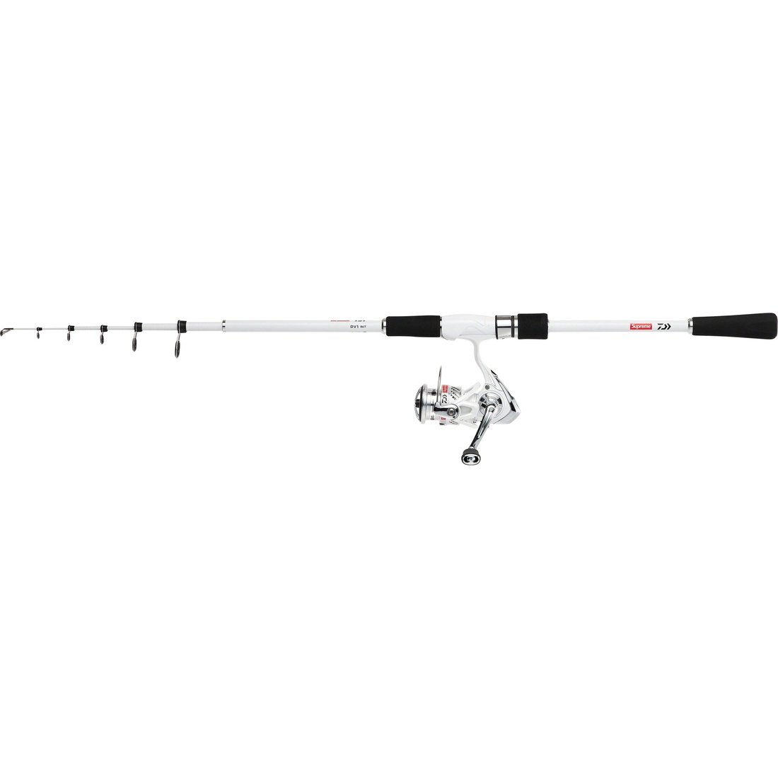 Details on Supreme Daiwa DV1 Fishing Rod and Reel White from spring summer
                                                    2023 (Price is $398)