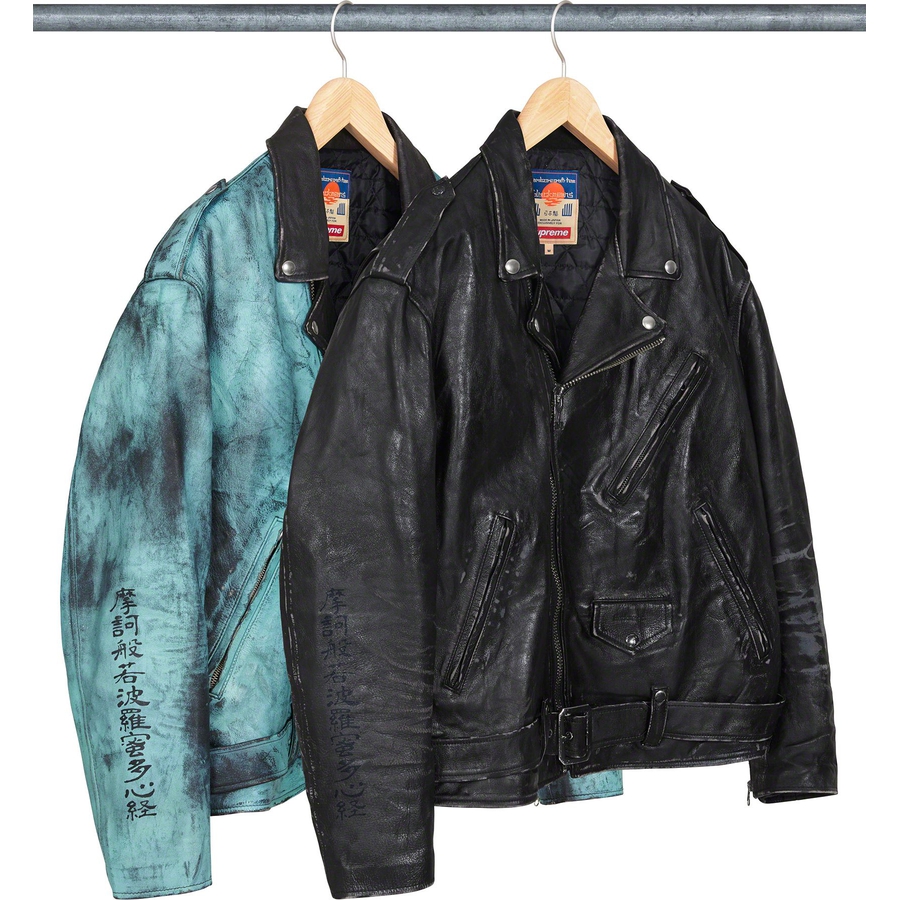 Supreme Supreme blackmeans Painted Leather Motorcycle Jacket released during fall winter 23 season