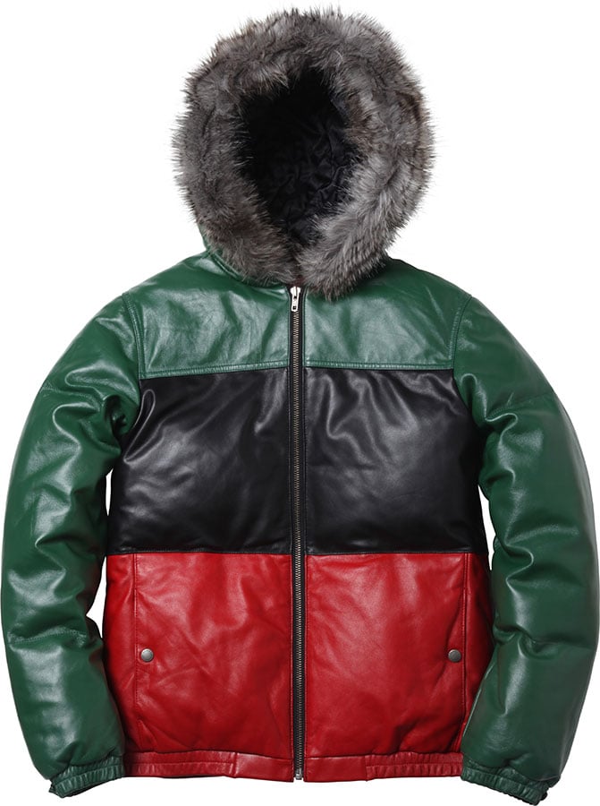 supreme leather down jacket