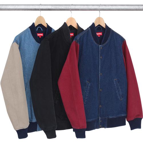 Supreme Denim Twill Varsity Jacket for fall winter 14 season