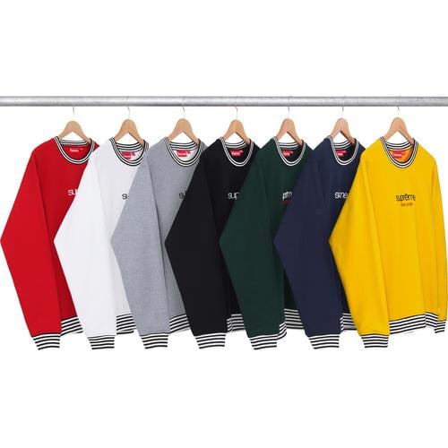 Supreme Classic Logo Striped Rib Crewneck for fall winter 14 season