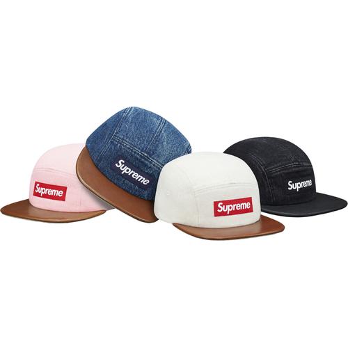 Supreme Denim Leather Visor Camp Cap for fall winter 15 season