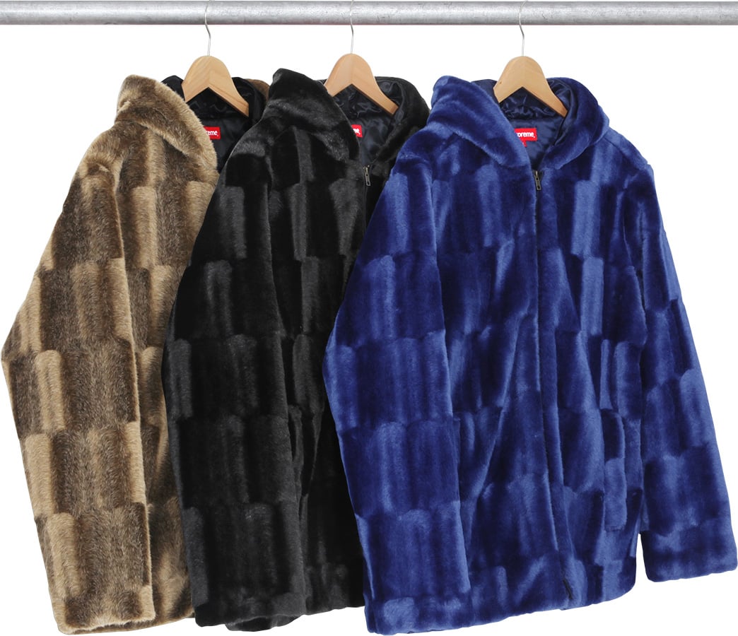 supreme faux fur hooded zip jacket