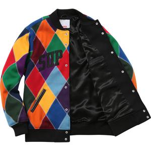 supreme harlequin wool varsity jacket