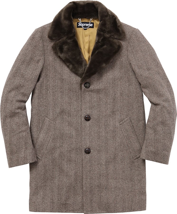 M supreme 15AW Fur Collar Tweed Coat