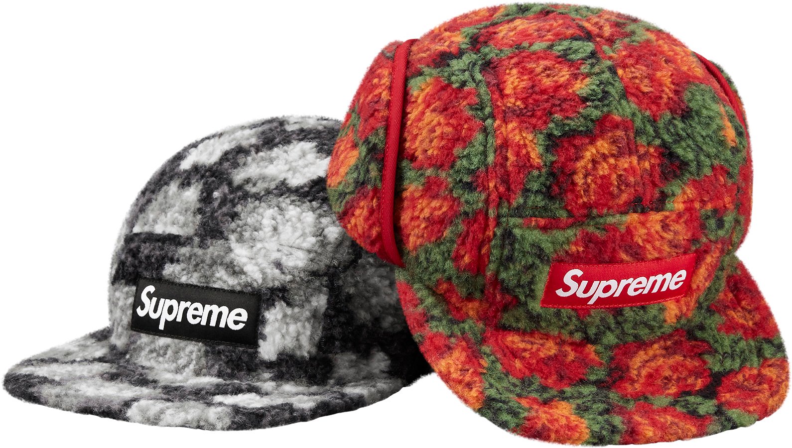 SUPREME sherpa rose fleese jacket cap