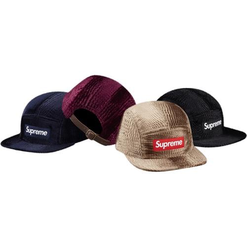 Supreme Croc Embossed Velvet Camp Cap  for fall winter 16 season