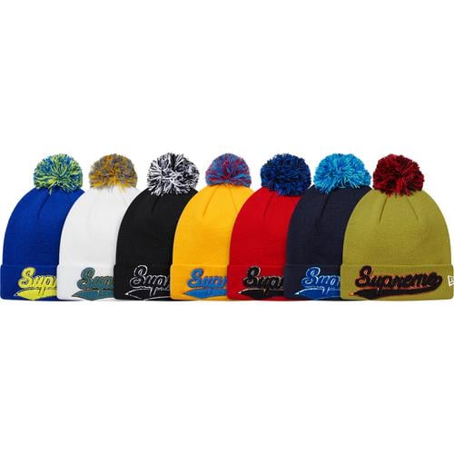 Supreme New Era Chenille Script Beanie for fall winter 16 season