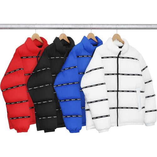 Supreme Logo Tape Puffy Jacket for fall winter 16 season