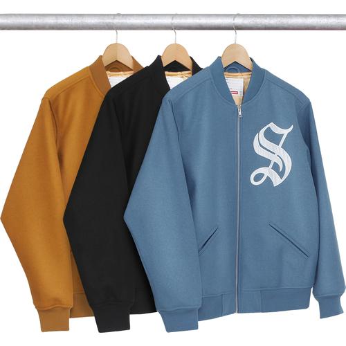 Supreme Old English Zip Varsity Jacket for fall winter 16 season