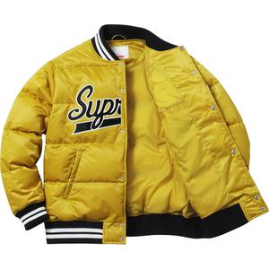 supreme script varsity puffy jacket