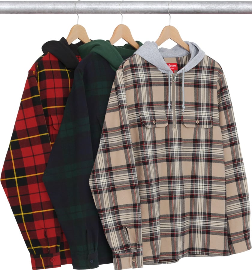 Hooded Plaid Half Zip Shirt - fall winter 2016 - Supreme
