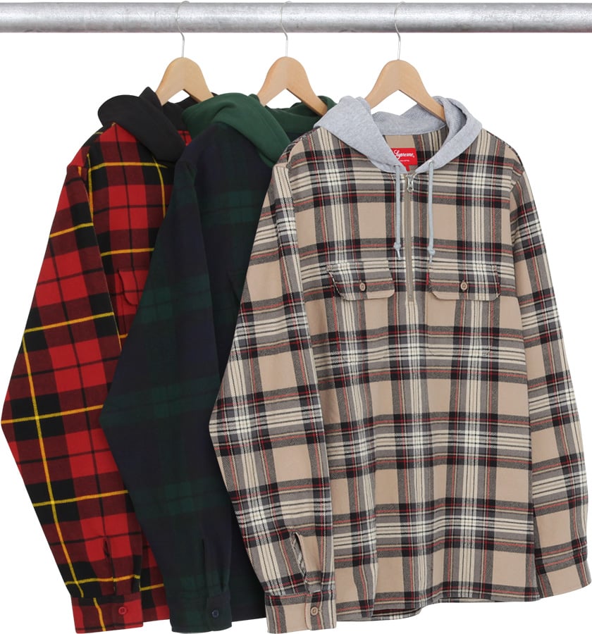 Supreme Hooded Plaid Half Zip shirt S