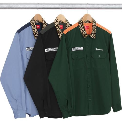 Supreme Leopard Collar Work Shirt for fall winter 16 season