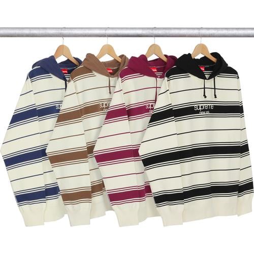 Supreme Striped Hooded Crewneck for fall winter 16 season