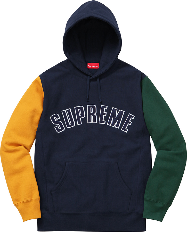 supreme Blocked Hooded Sweatshirt ネイビー M