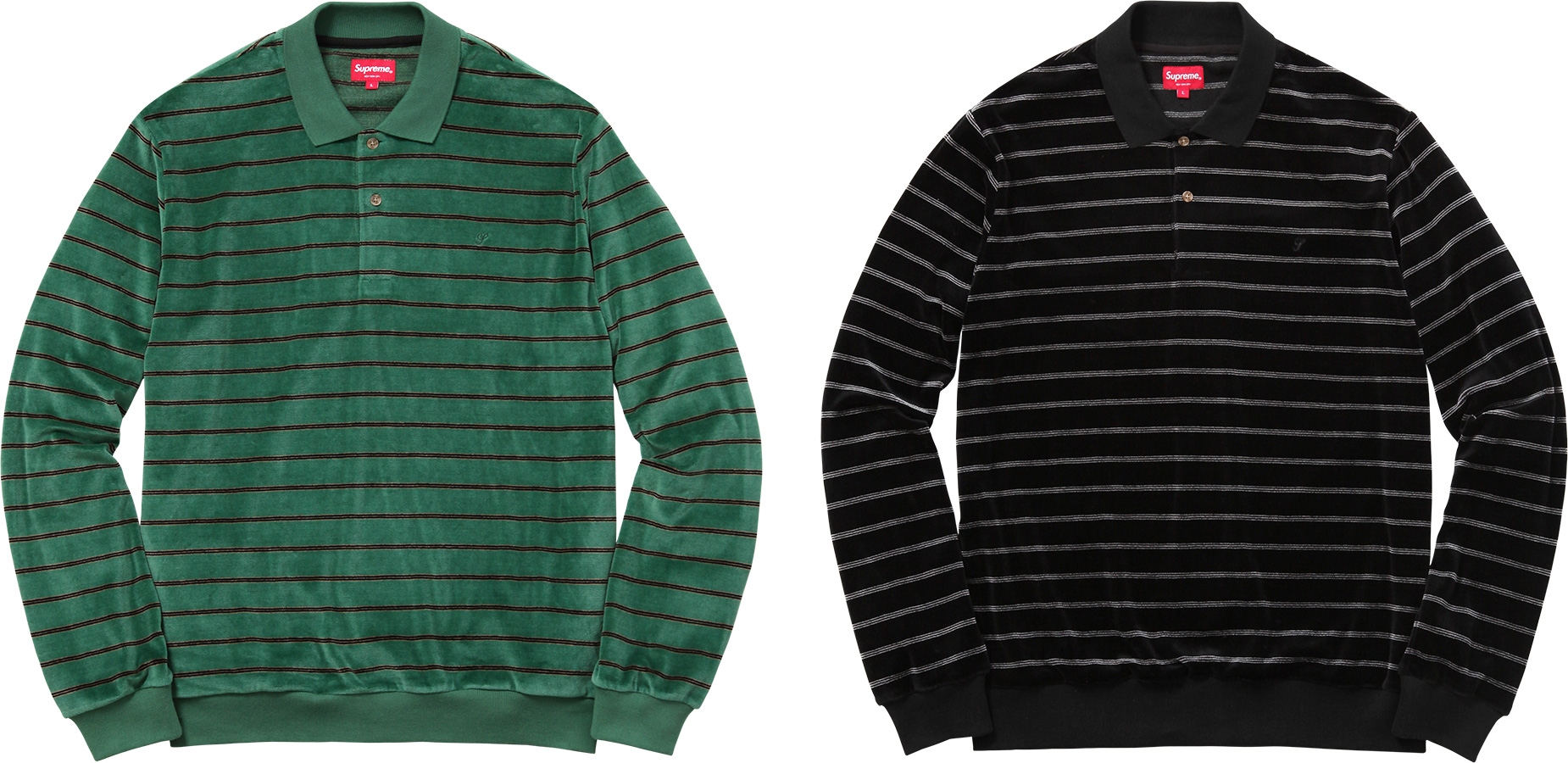 Striped Velour L S Polo - fall winter 2016 - Supreme