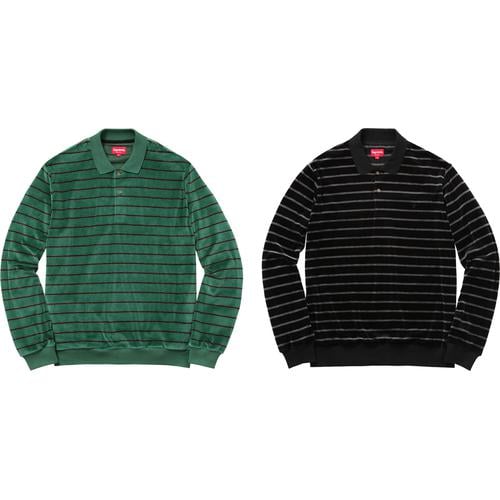 Supreme Striped Velour L S Polo for fall winter 16 season