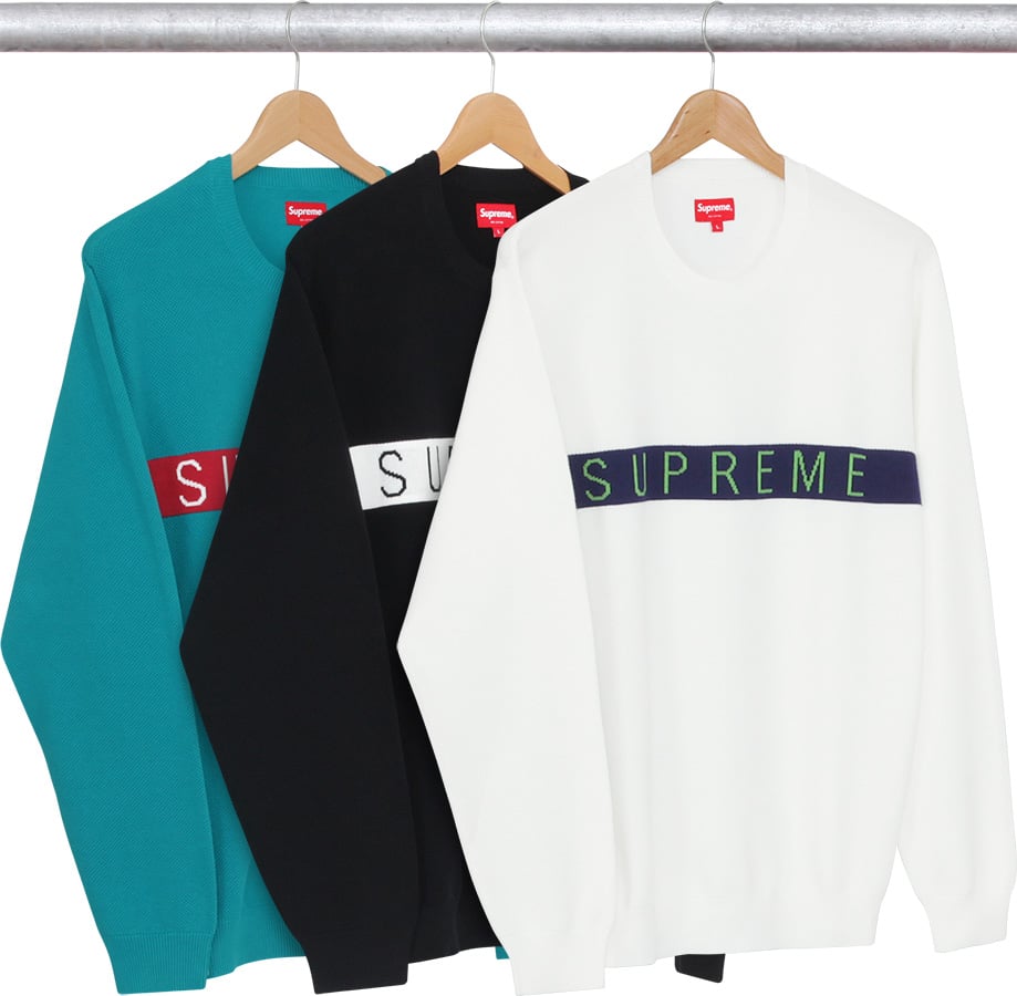 Logo Stripe Pique Crewneck - fall winter 2016 - Supreme