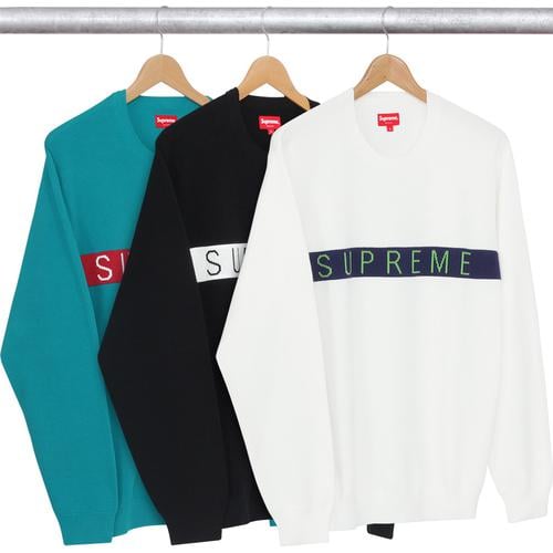 Supreme Logo Stripe Pique Crewneck for fall winter 16 season