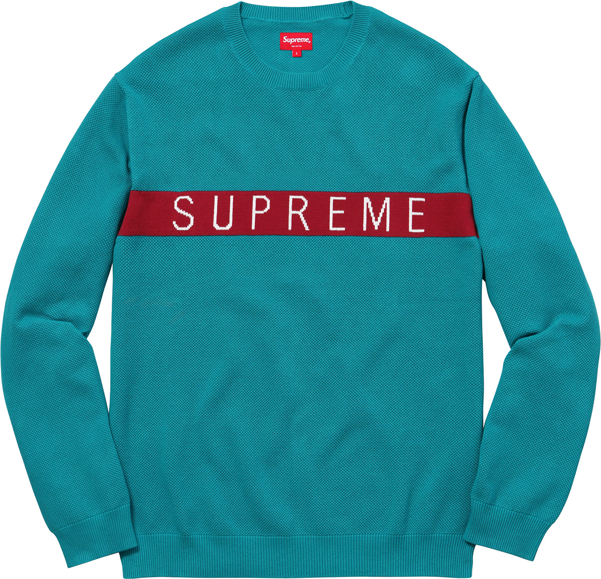 Logo Stripe Pique Crewneck - fall winter 2016 - Supreme