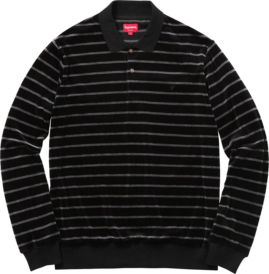 Striped Velour L S Polo - fall winter 2016 - Supreme