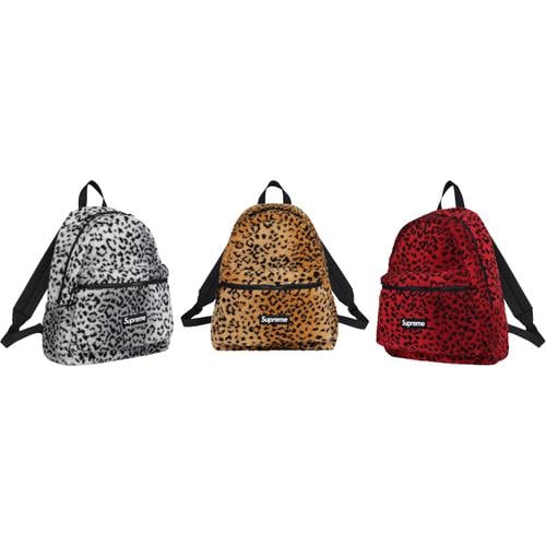 Details on Leopard Fleece Backpack from fall winter 2017 (Price is $118)