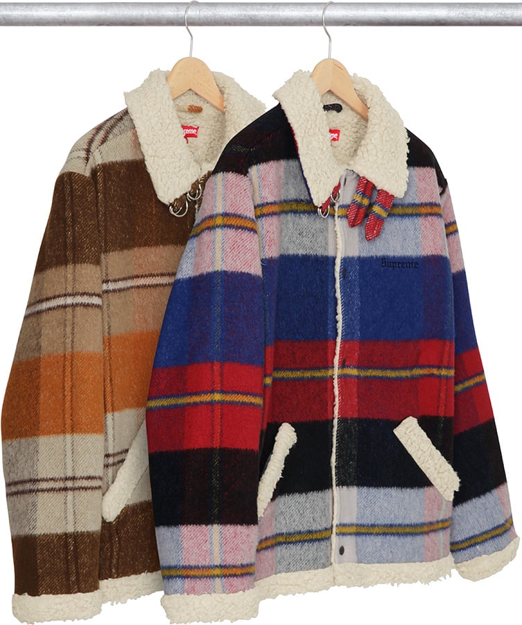 plaid shearling bomber