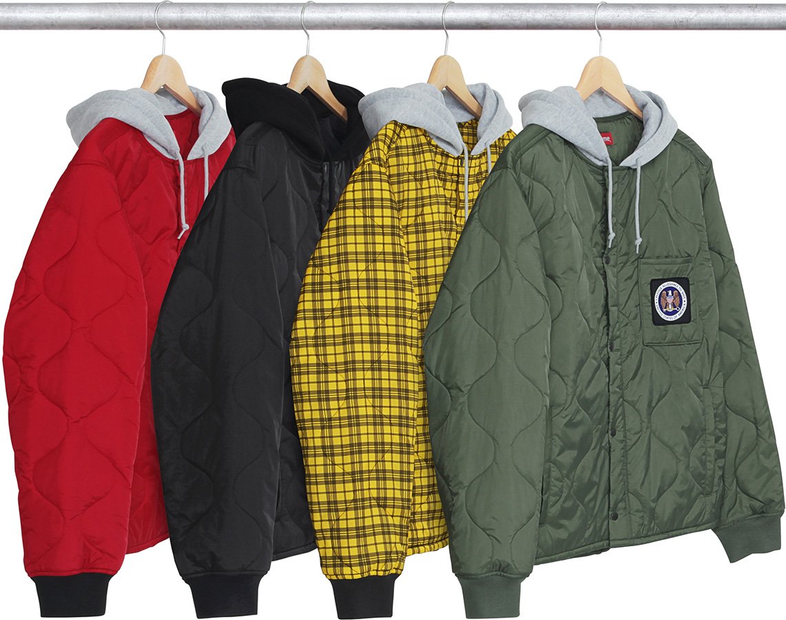 supreme quilted liner hooded jacket