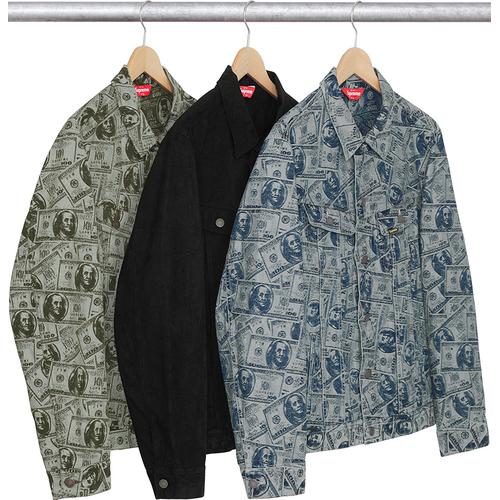 Supreme 100 Dollar Bill Trucker Jacket released during fall winter 17 season