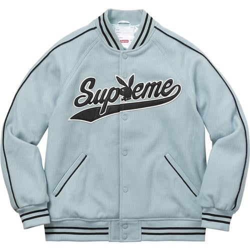 Details on Supreme Playboy© Wool Varsity Jacket None from fall winter 2017 (Price is $398)