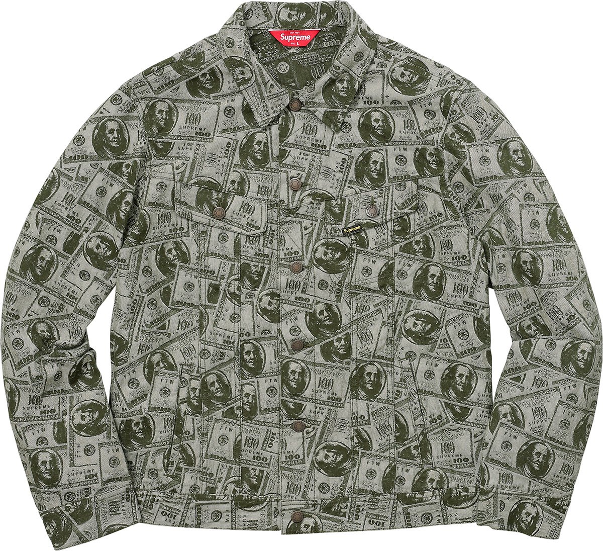 100 Dollar Bill Trucker Jacket - fall winter 2017 - Supreme